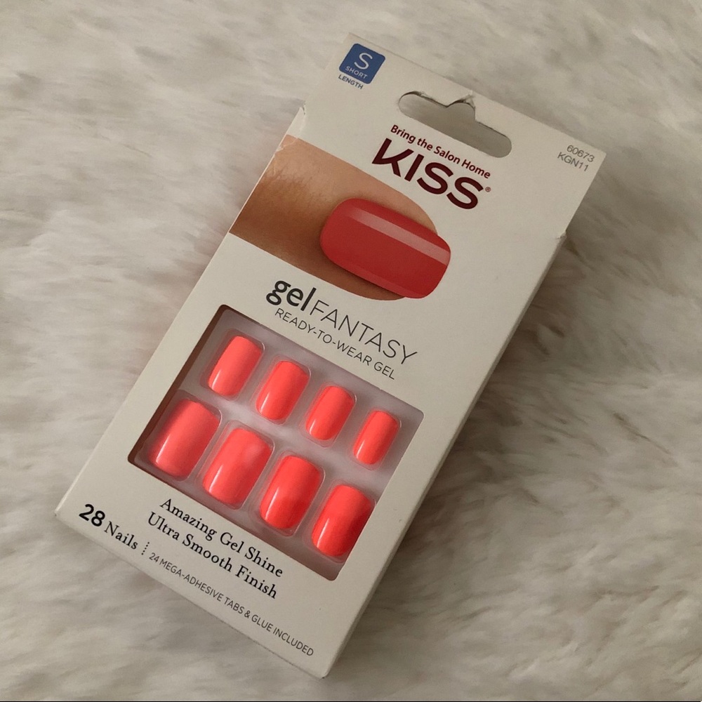 Kiss Nails Gel Fantasy Nails, Neon Coral Color